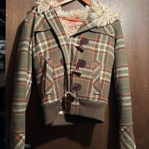 RARE Vintage Juicy Couture Plaid Jacket with Faux Fur